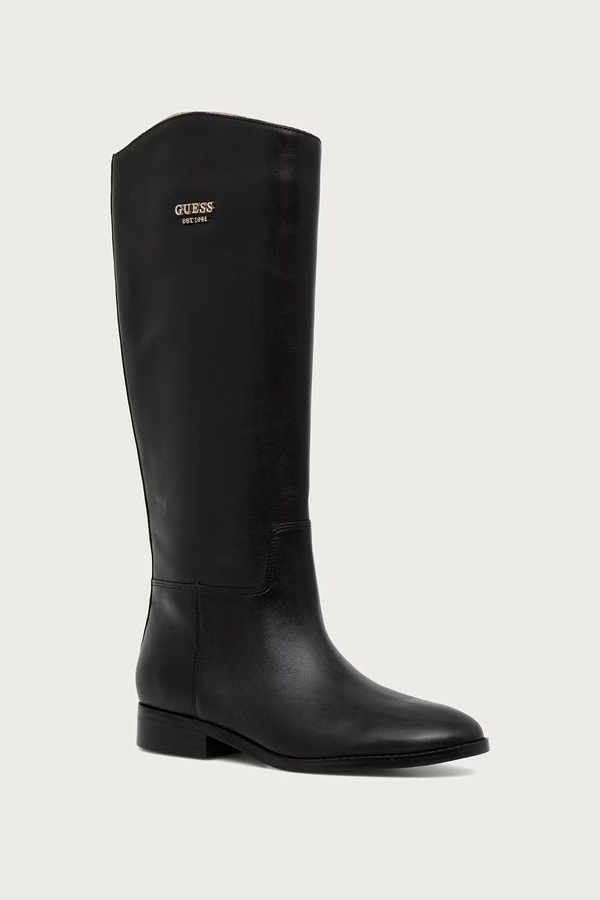 Сапоги на плоском каблуке женские кожаные Guess NAURE цвет черный