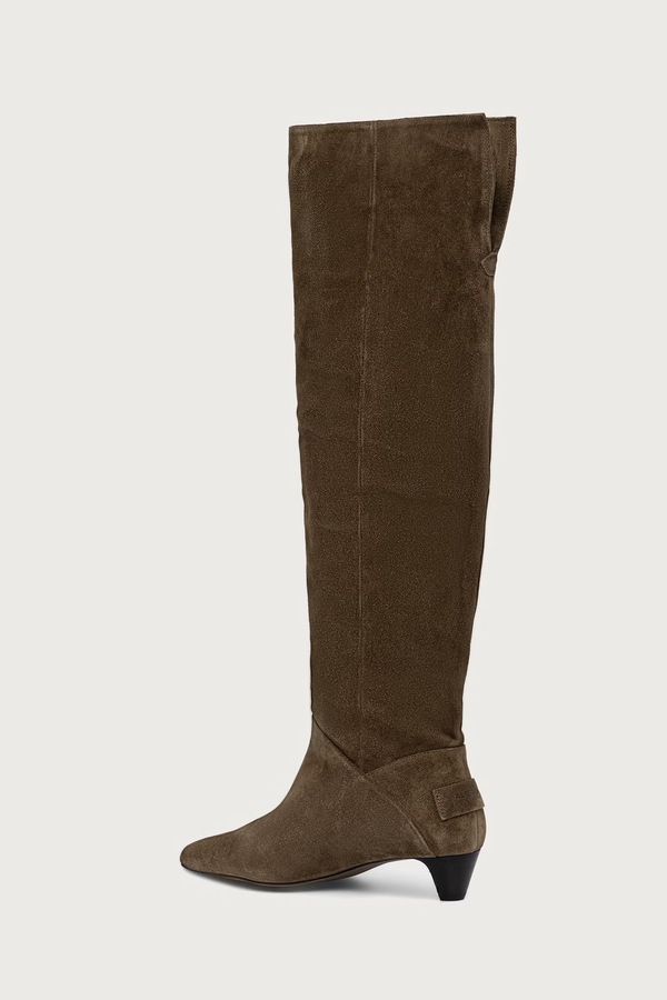 Чоботи жіночі замшеві AllSaints Ortega Suede Boot колір зелений фото 3