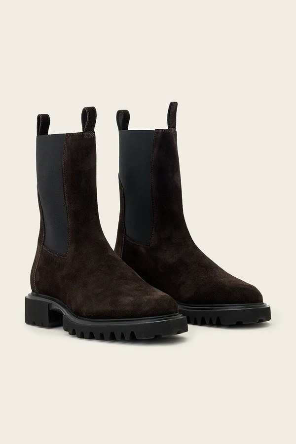 Ботильйони жіночі замшеві AllSaints Hallie Suede Boot колір коричневий фото 2