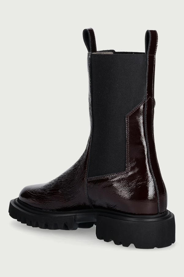Ботильйони на платформі жіночі шкіряні AllSaints Hallie Boot Patent колір коричневий фото 2