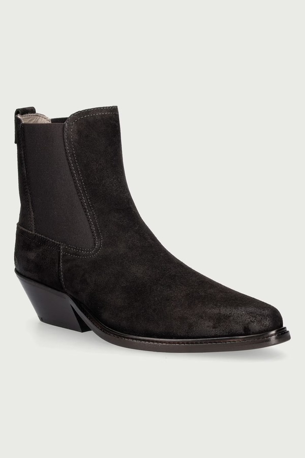 Челсі на низькому підборі жіночі шкіряні AllSaints Carter Suede Chelsea колір коричневий