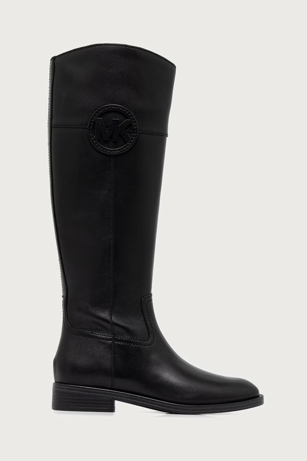 Чоботи на пласкому підборі жіночі шкіряні MICHAEL Michael Kors Kimmee Flat Boot колір чорний фото 2