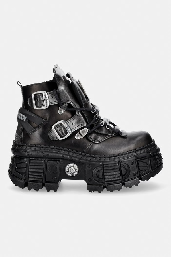 Воркери на платформі жіночі шкіряні New Rock CRUST NEGRO + ANTIK ACERO + IMPERFECT TANK NEGRO TORNILLOS колір сірий фото 2