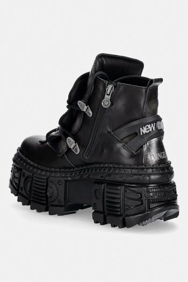Воркери на платформі жіночі шкіряні New Rock CRUST NEGRO + ANTIK ACERO + IMPERFECT TANK NEGRO TORNILLOS колір сірий фото 3