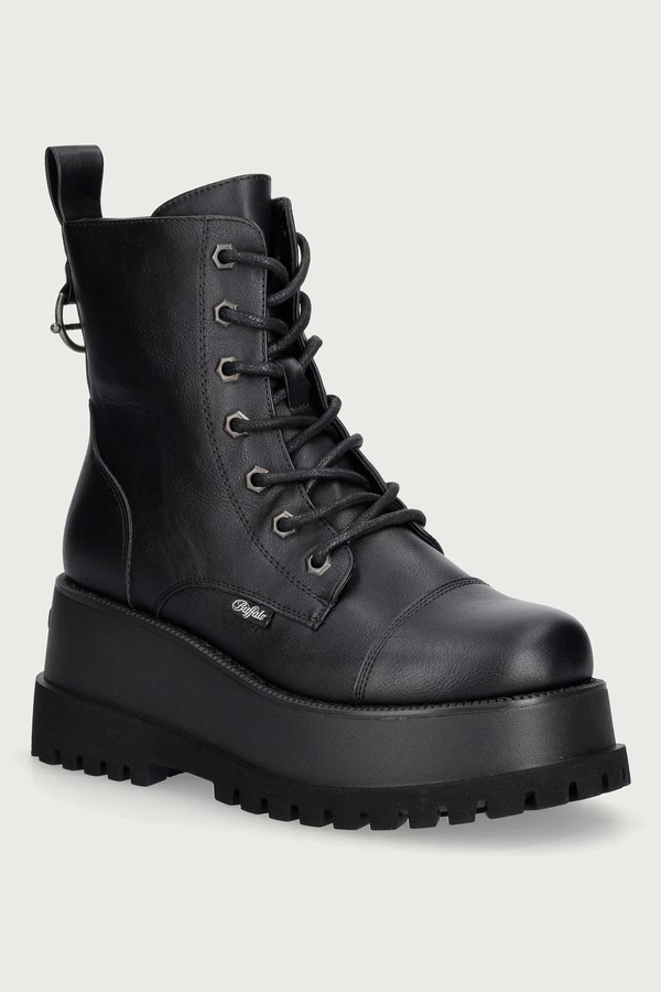 Ботильйони жіночі Buffalo Stack Lace Up Mid колір чорний