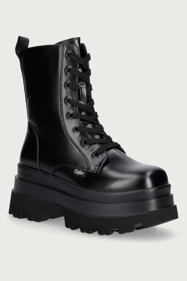 Воркери на платформі жіночі Buffalo Jupiter Lace Up Mid колір чорний