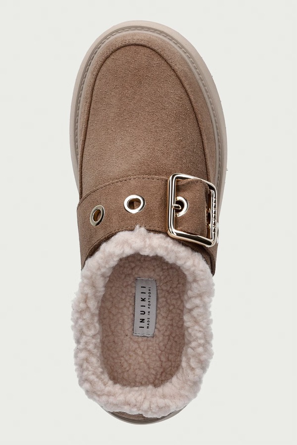 Капці жіночі замшеві Inuikii Micro Buckle колір бежевий фото 4