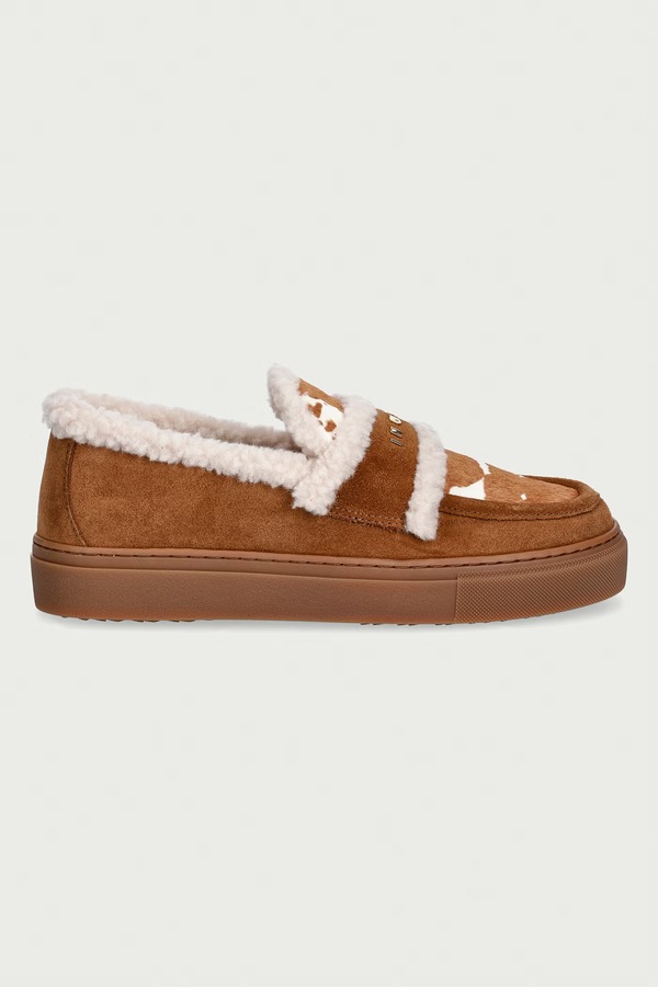 Мокасини жіночі шкіряні Inuikii Shearling Print колір коричневий