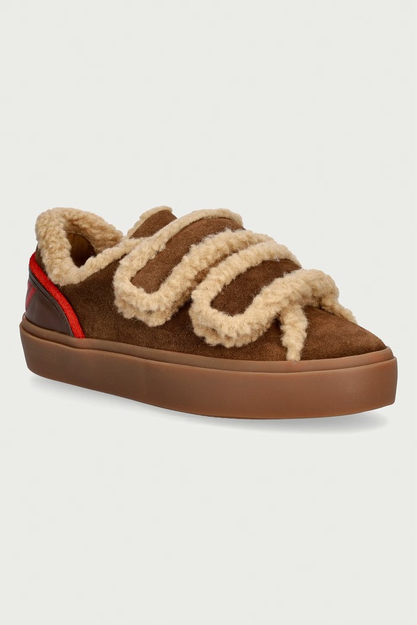Lila Shearling Low Velcro кросівки жіночі замшеві Inuikii колір коричневий