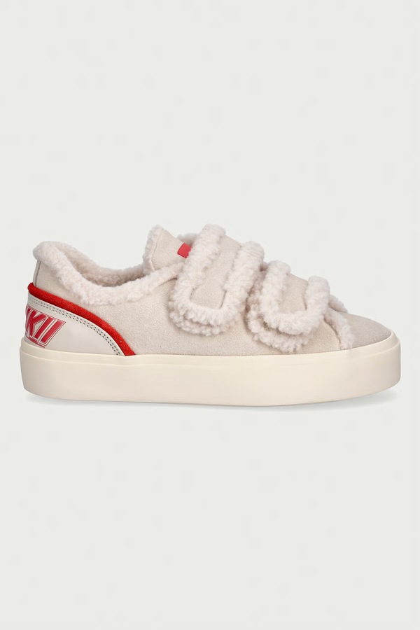 Lila Shearling Low Velcro кросівки жіночі замшеві Inuikii колір бежевий