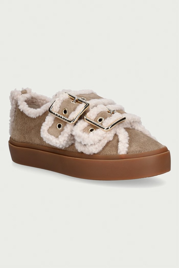 Shearling Low Velcro Buckle кросівки жіночі замшеві Inuikii колір бежевий