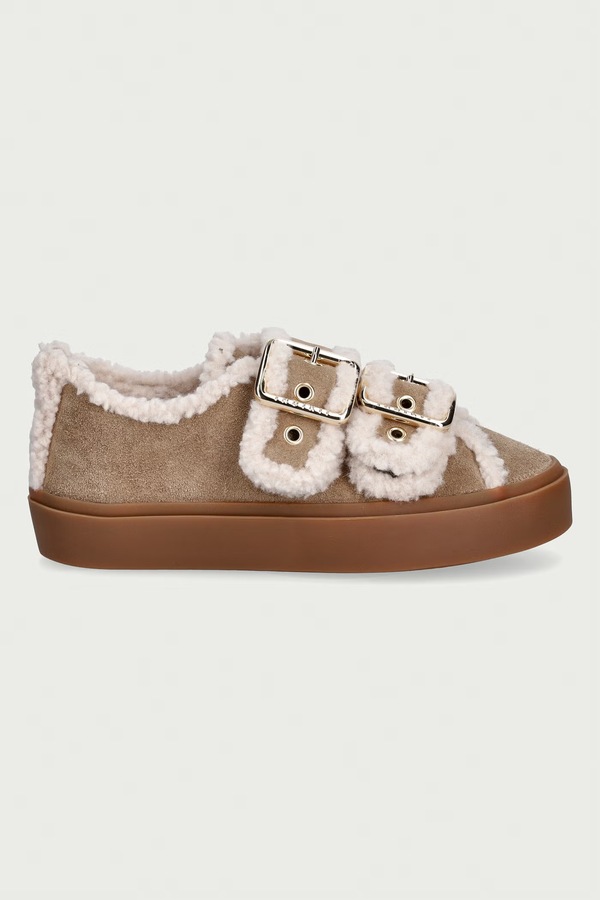 Shearling Low Velcro Buckle кросівки жіночі замшеві Inuikii колір бежевий