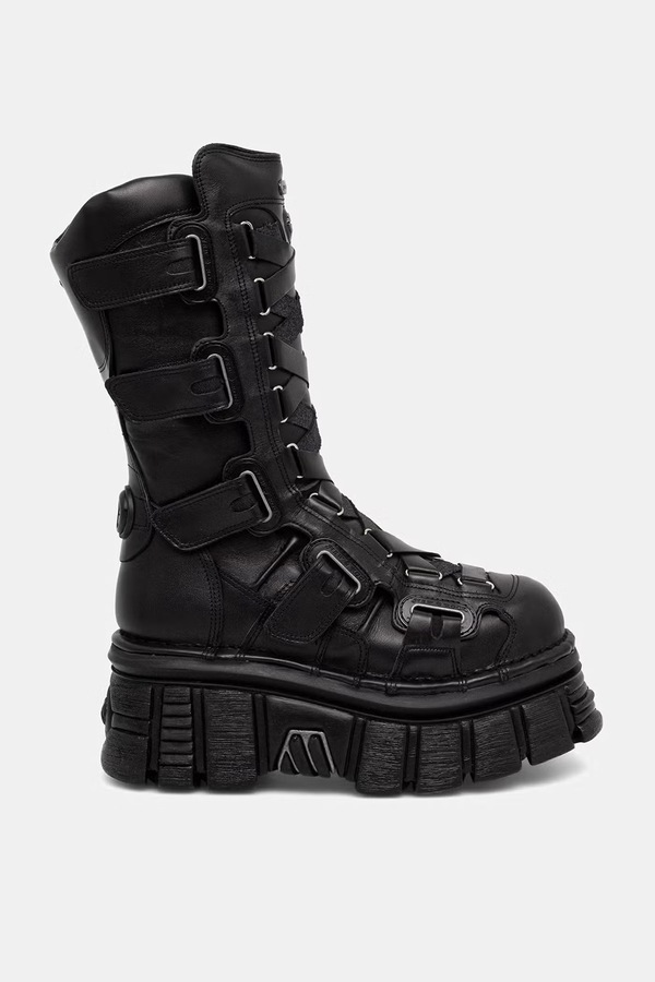 Чоботи жіночі шкіряні New Rock ITALI NEGRO, NOMADA NEGRO, TOWER E14 колір чорний
