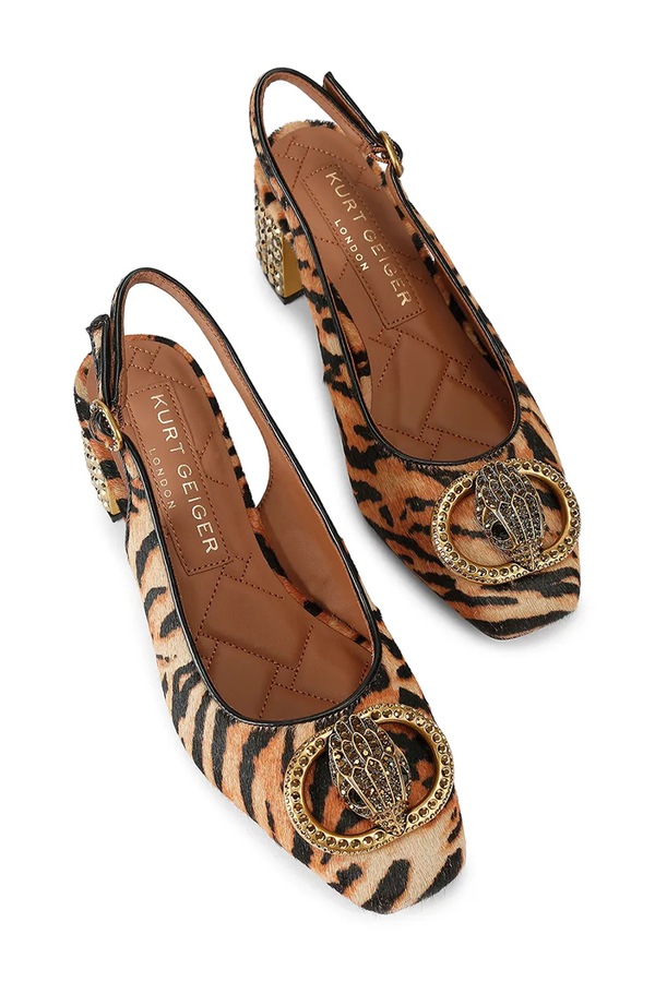 Туфлі-човники з відкритою п'ятою шкіряні Kurt Geiger London Chelsea Block Slingback колір коричневий