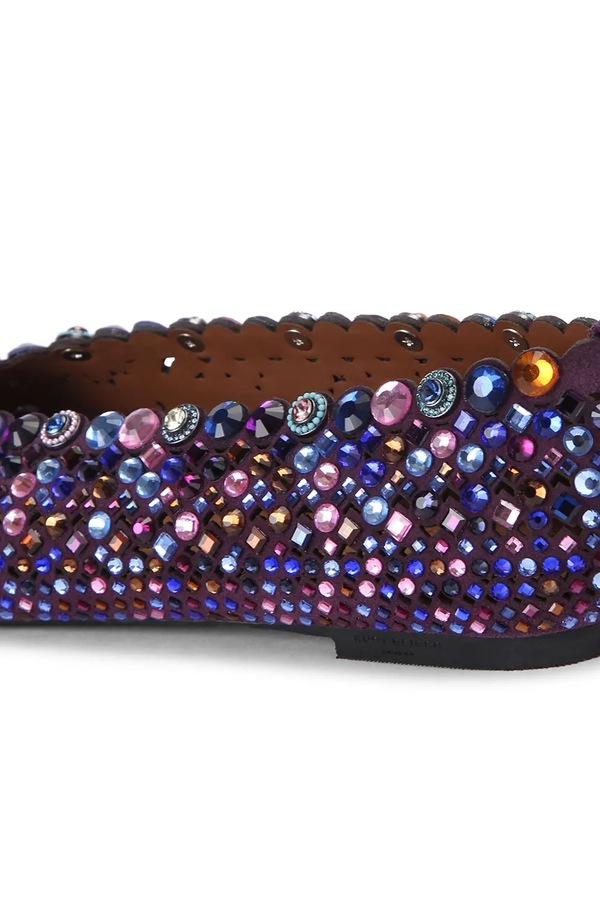 Балетки замшеві Kurt Geiger London Jewel Perf Ballerina Purple колір чорний фото 4