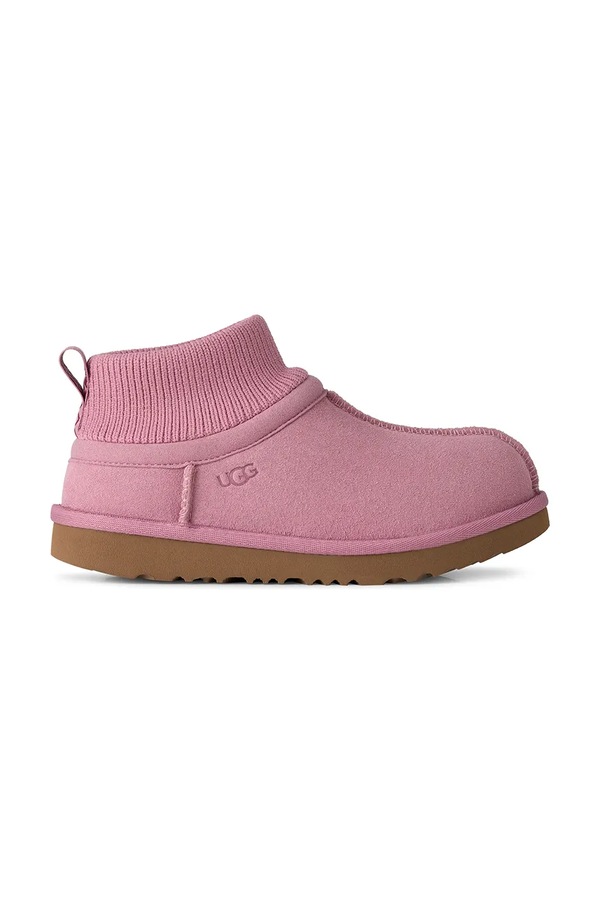 Снігові чоботи дитячі замшеві UGG CLASSIC ULTRA STRETCH CUFF колір рожевий