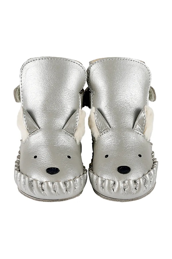 Обувь для младенцев кожаное Donsje Smikki Booties Polar Fox цвет серебряный