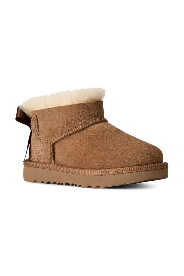 Снігові чоботи дитячі замшеві UGG ULTRA MINBAILEY BOW колір коричневий фото 2