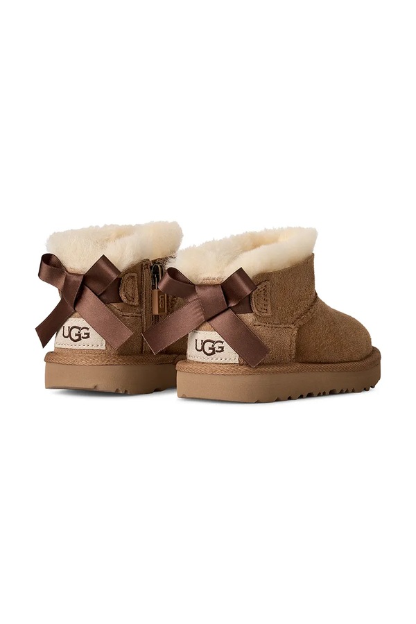Снігові чоботи дитячі замшеві UGG ULTRA MINBAILEY BOW колір коричневий фото 3