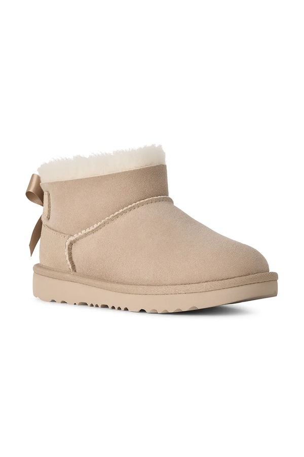 Снігові чоботи дитячі замшеві UGG ULTRA MINBAILEY BOW колір бежевий фото 2