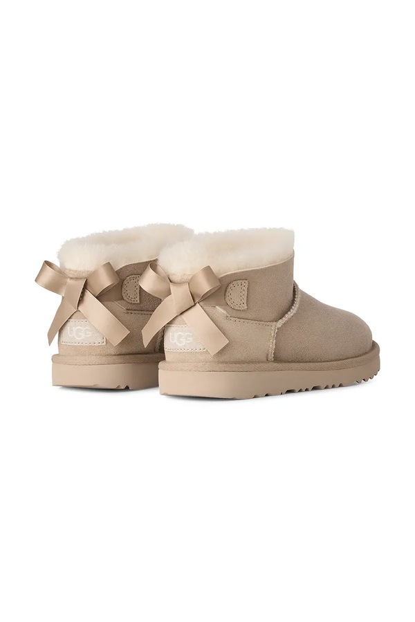 Снігові чоботи дитячі замшеві UGG ULTRA MINBAILEY BOW колір бежевий фото 3