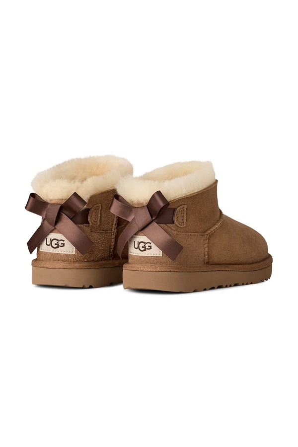 Снігові чоботи дитячі замшеві UGG ULTRA MINBAILEY BOW колір коричневий фото 3