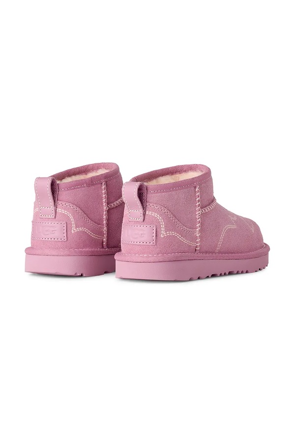 Снігові чоботи дитячі замшеві UGG CLASSIC ULTRA MINWESTERN колір рожевий фото 3