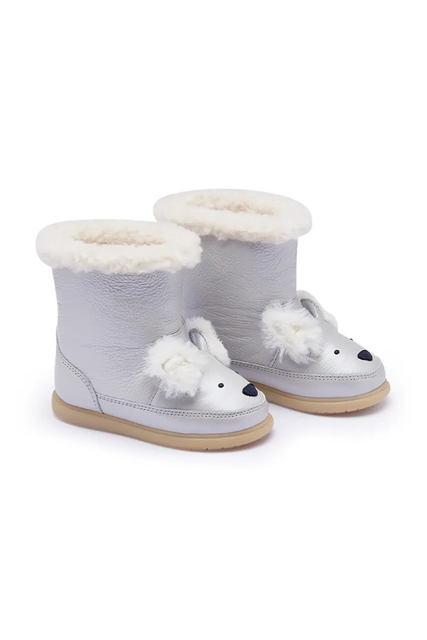 Зимние сапоги детские кожаные Donsje Meloniek Boots Polar Fox цвет серебряный