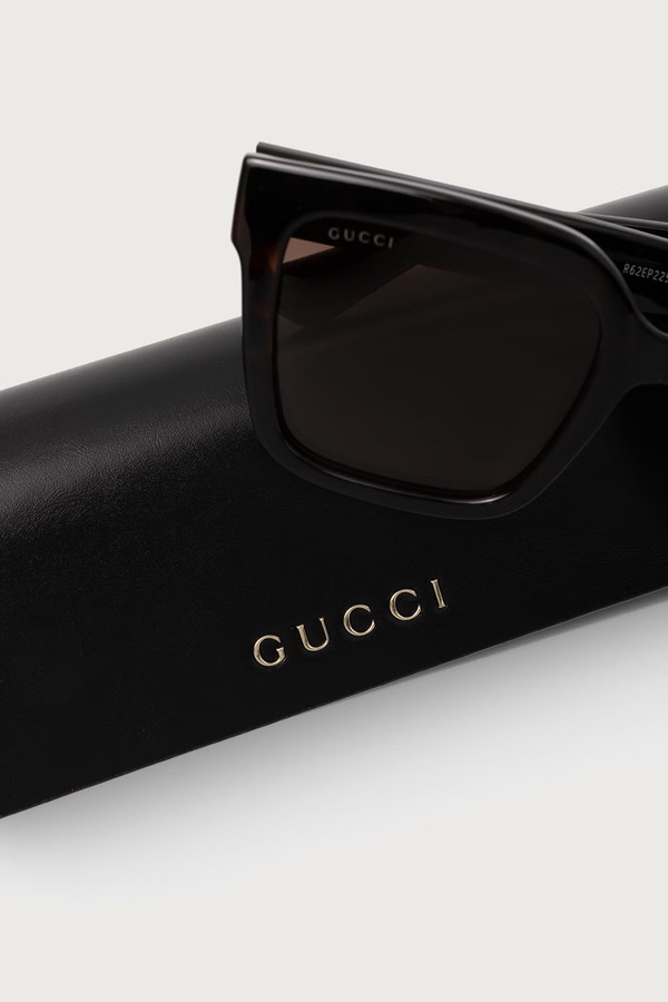 Квадратні сонцезахисні окуляри жіночі Gucci колір коричневий фото 3