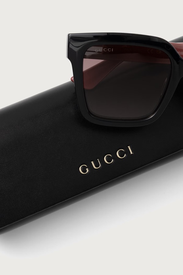 Квадратні сонцезахисні окуляри жіночі Gucci колір чорний фото 3