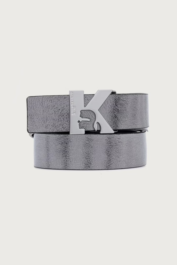 Двосторонній ремінь жіночий шкіряний Karl Lagerfeld Jeans колір срібний фото 2