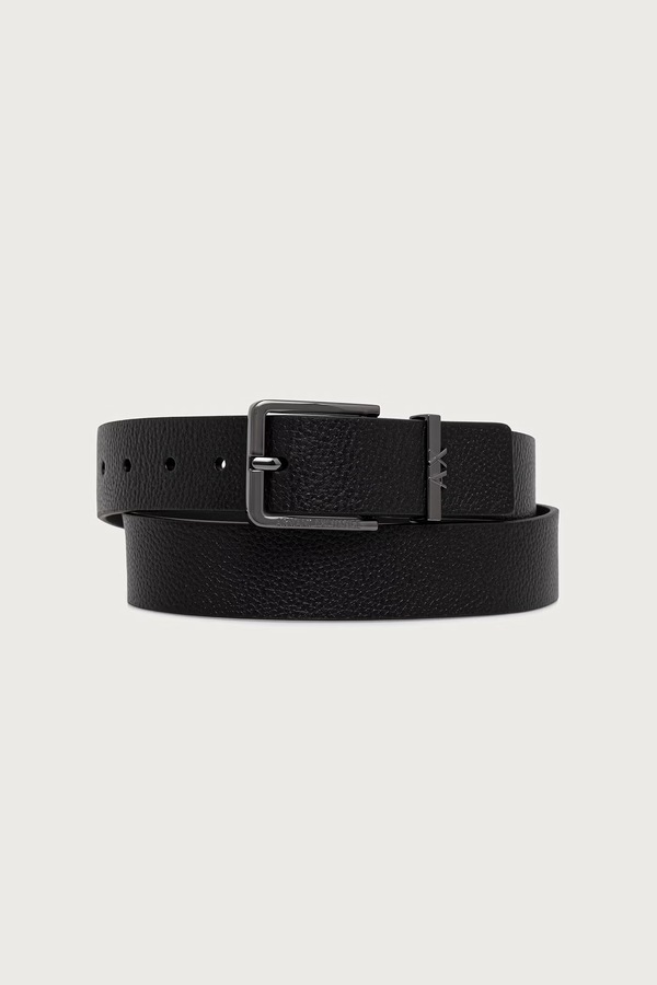 Ремінь чоловічий шкіряний Armani Exchange колір чорний фото 2