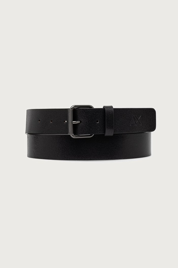 Ремінь чоловічий шкіряний Armani Exchange колір чорний фото 2