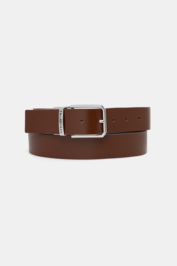 Двусторонний ремень мужской кожаный Trussardi цвет темно-синий