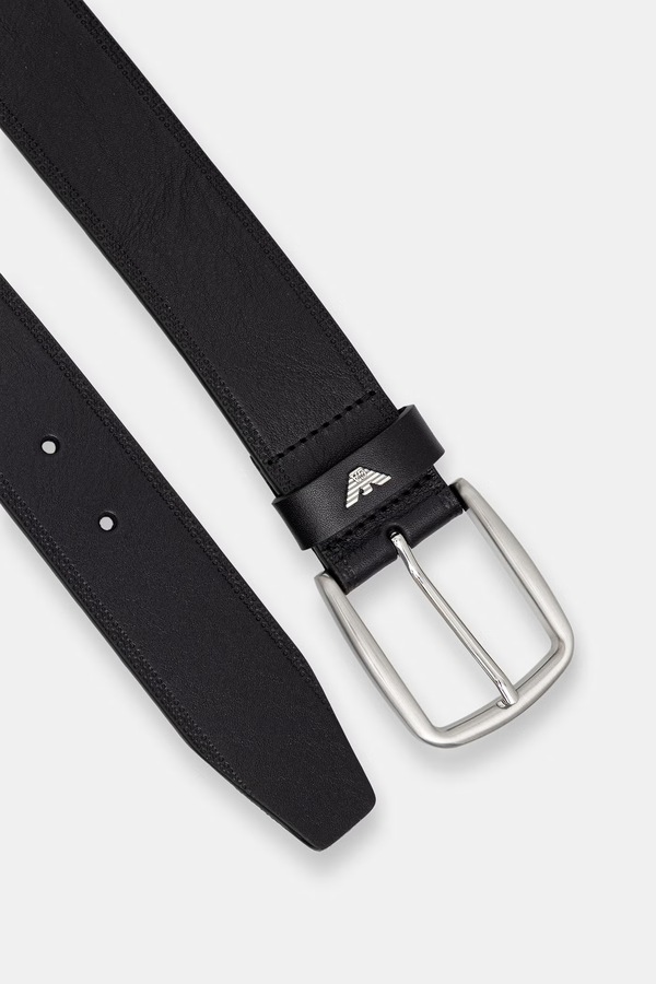 Ремень мужской кожаный Emporio Armani цвет черный