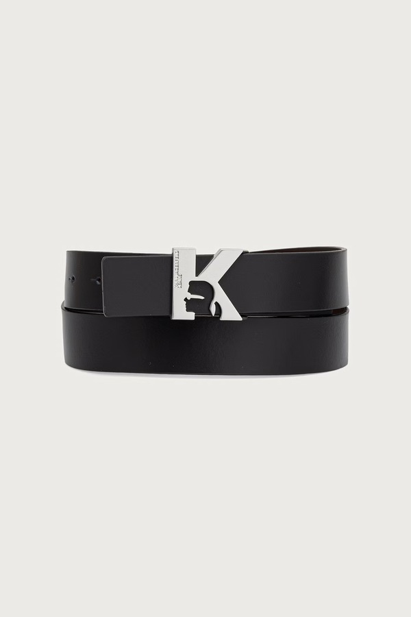 Двусторонний ремень мужской кожаный Karl Lagerfeld Jeans цвет черный