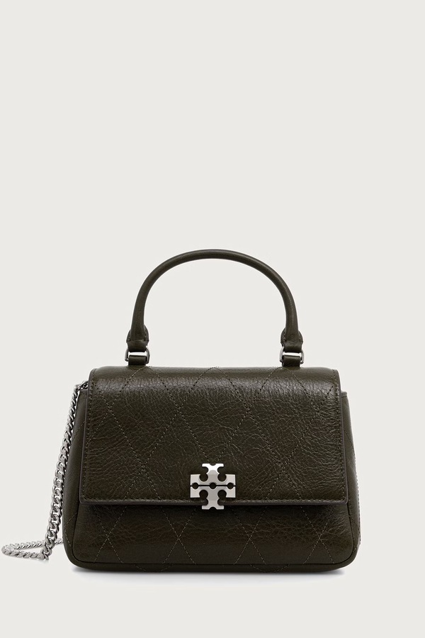 Сумка кросс-боди женская кожаная Tory Burch Charlie цвет зеленый