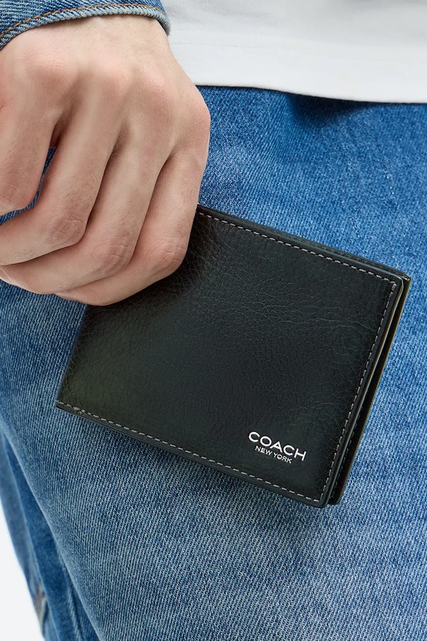 Гаманець чоловічий шкіряний Coach колір зелений фото 4