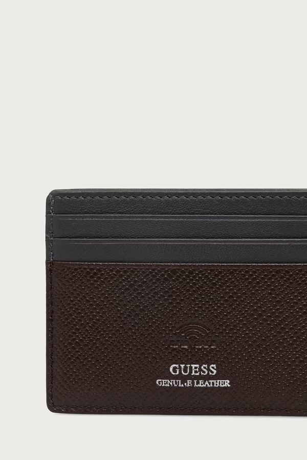 Чохол для карток чоловічий шкіряний Guess MILANO колір коричневий фото 2