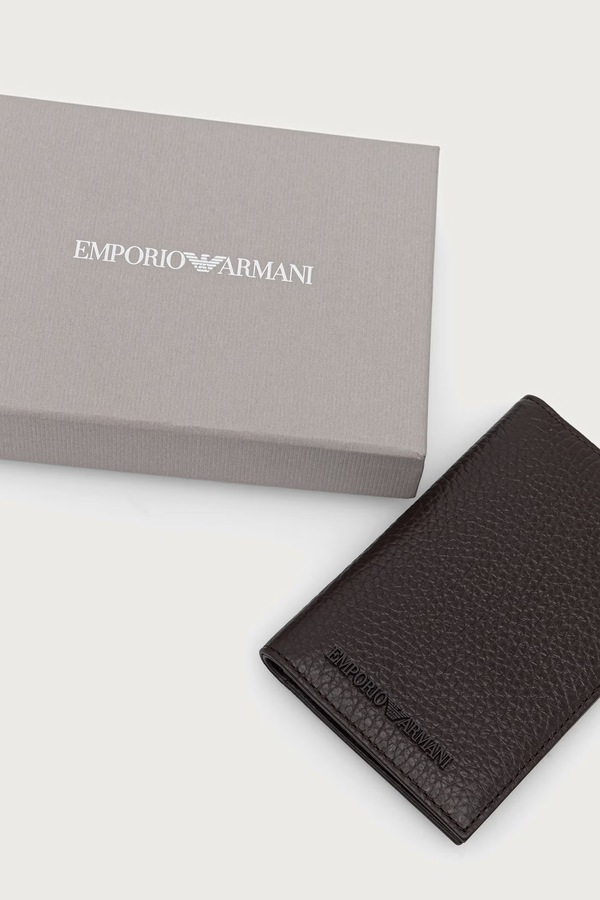 Чохол для карток чоловічий шкіряний Emporio Armani колір коричневий фото 4