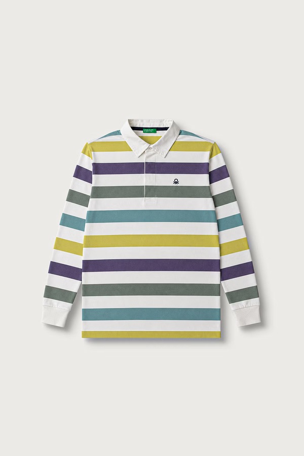 Поло детское хлопковое United Colors of Benetton цвет бежевый
