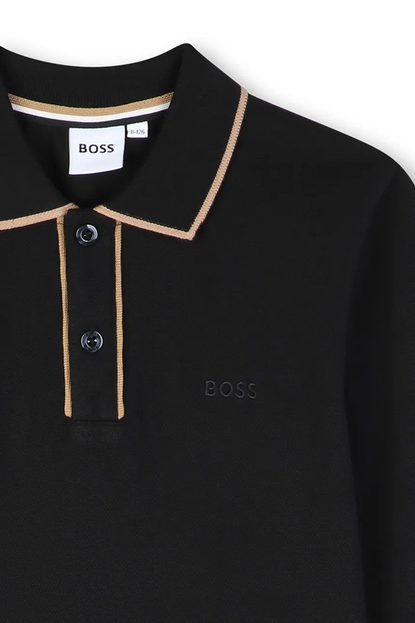 Лонгслів дитячий бавовняний BOSS колір чорний фото 2