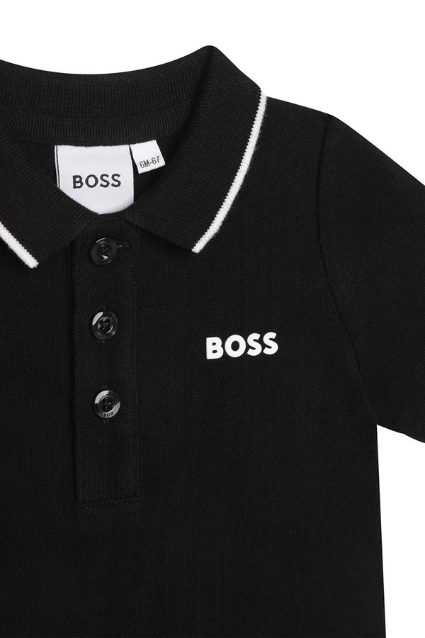 Поло дитяче бавовняне BOSS колір чорний фото 2