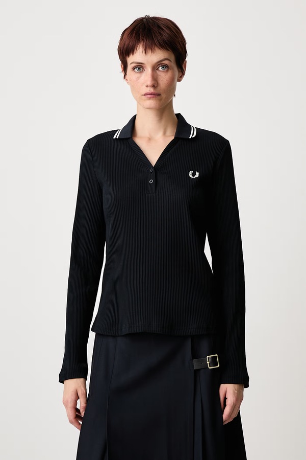 Лонгслів жіночий з бавовною Fred Perry колір темно-синій