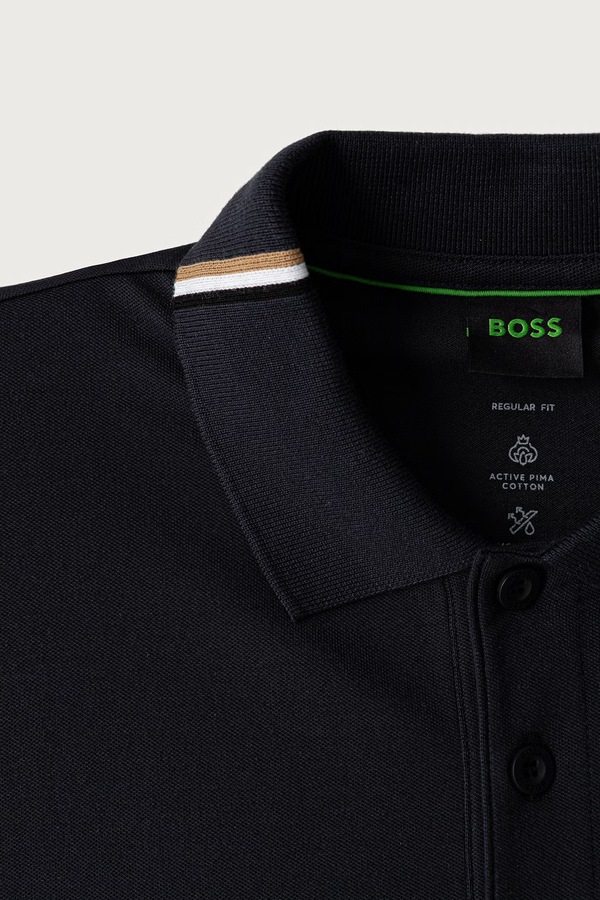 Поло чоловіче бавовняне з еластаном BOSS Green PL_GOC Rank колір темно-синій фото 2