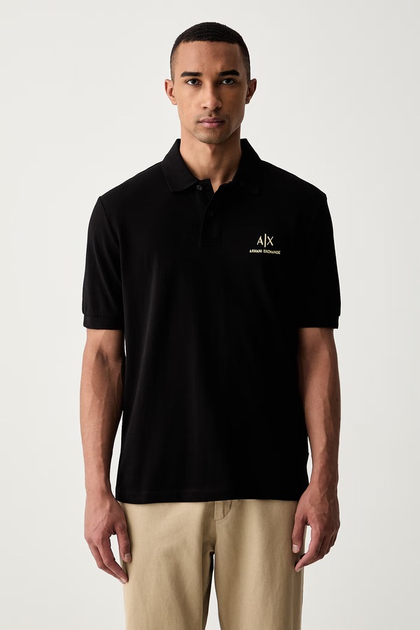 Поло мужское хлопковое Armani Exchange цвет черный