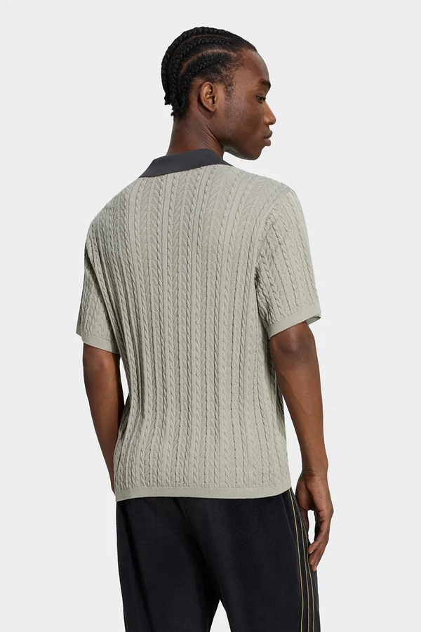 Поло-светр чоловічий бавовняний adidas Originals Cable Knit колір зелений фото 2