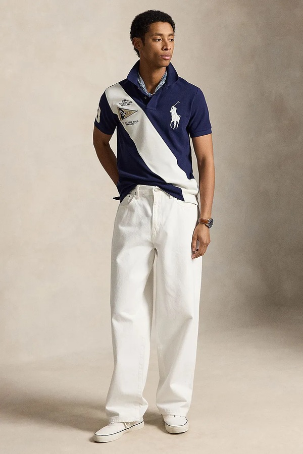 Поло чоловіче бавовняне Polo Ralph Lauren колір темно-синій фото 2
