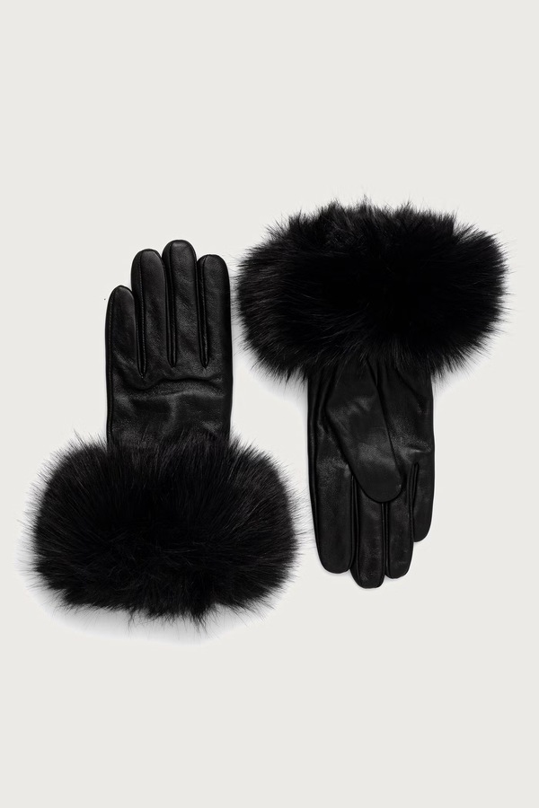 Рукавиці жіночі шкіряні Le Privé BIJOU GLOVES NOIR колір чорний