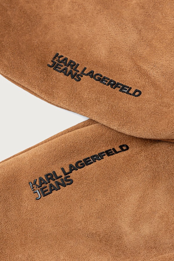 Рукавиці жіночі замшеві Karl Lagerfeld Jeans колір коричневий